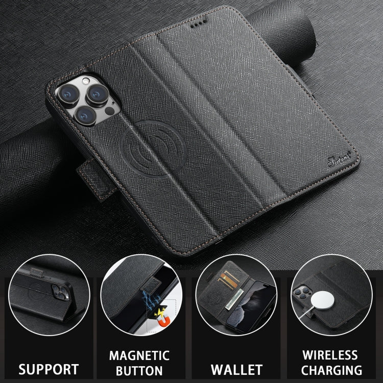 Suteni J08 Multifunctional Cross Texture MagSafe Leather Phone Case, For iPhone 12 Pro Max, For iPhone 12 Pro