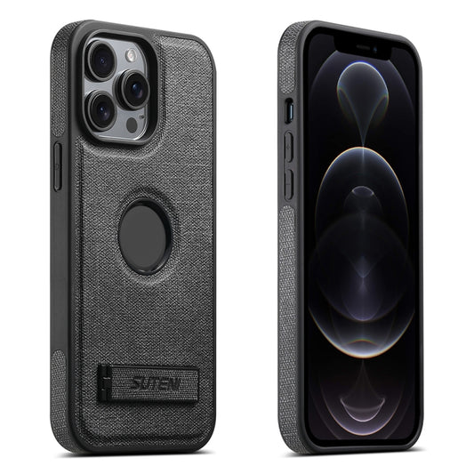 Suteni G2 Holder Denim Leather Back MagSafe Phone Case, For iPhone 12 Pro Max, For iPhone 12 Pro