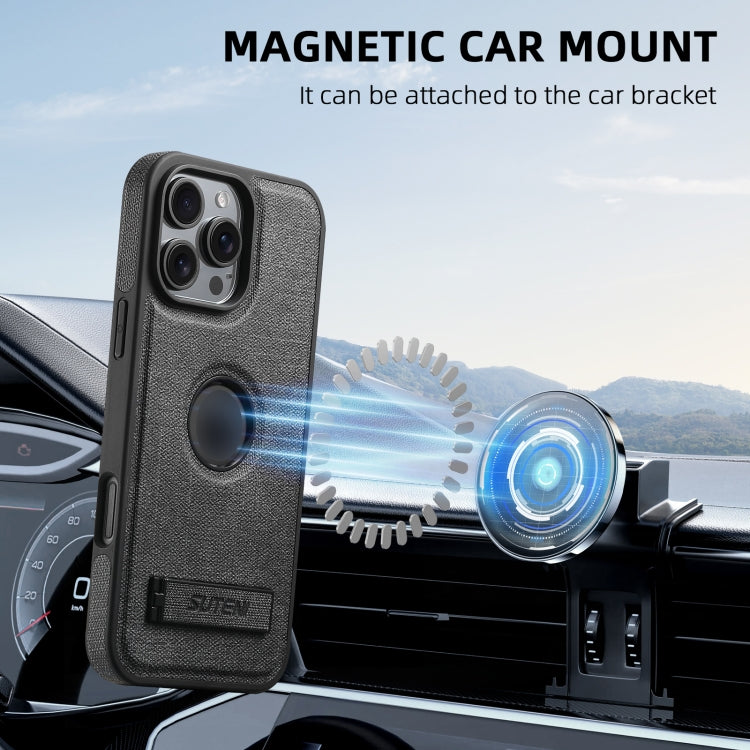 Suteni G2 Holder Denim Leather Back MagSafe Phone Case, For iPhone 12 Pro Max, For iPhone 12 Pro