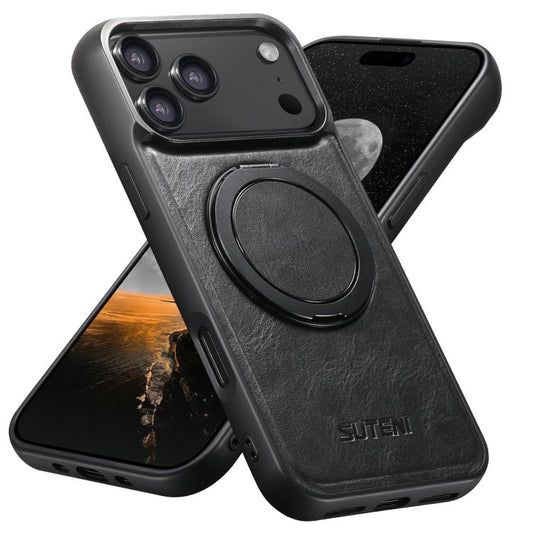 Suteni G3 Oil Wax 360 Rotation Holder MagSafe Back Phone Case, For iPhone 17 Pro Max, For iPhone 17 Pro, For iPhone 17, For iPhone 17 Air, For iPhone 16 Pro Max, For iPhone 16 Pro, For iPhone 16 Plus, For iPhone 16, For iPhone 15 Pro Max���������������...