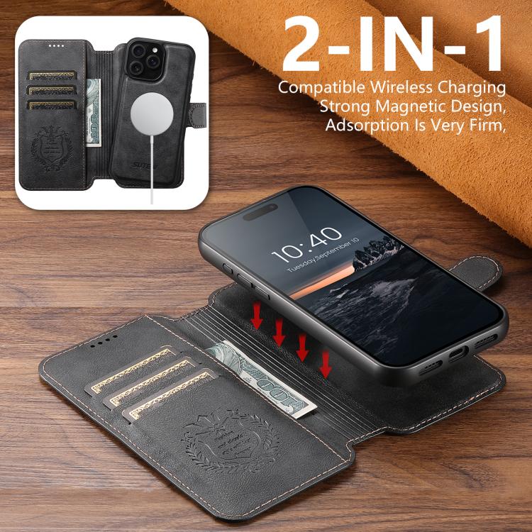 Suteni Q05 2-in-1 Multi-function Detachable Wallet MagSafe Phone Case, For iPhone 13 Pro Max, For iPhone 13 Pro, For iPhone 13, For iPhone 12, For iPhone 12 Pro Max, For iPhone 12 Pro