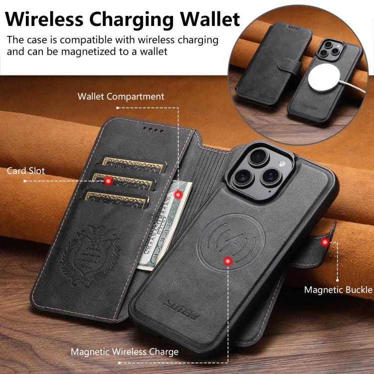 Suteni Q05 2-in-1 Multi-function Detachable Wallet MagSafe Phone Case, For iPhone 13 Pro Max, For iPhone 13 Pro, For iPhone 13, For iPhone 12, For iPhone 12 Pro Max, For iPhone 12 Pro