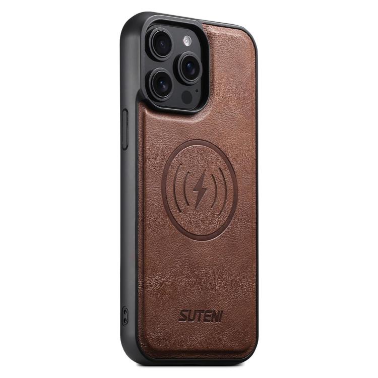 Suteni G5 Cowhide Leather MagSafe Magnetic Phone Case, For iPhone 13 Pro Max, For iPhone 13 Pro, For iPhone 13, For iPhone 12, For iPhone 12 Pro Max, For iPhone 12 Pro