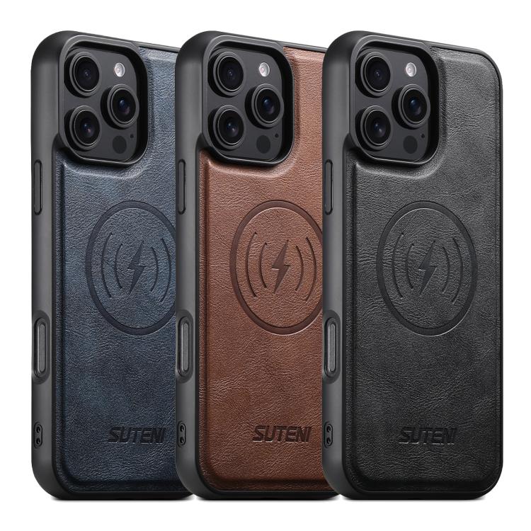 Suteni G5 Cowhide Leather MagSafe Magnetic Phone Case, For iPhone 13 Pro Max, For iPhone 13 Pro, For iPhone 13, For iPhone 12, For iPhone 12 Pro Max, For iPhone 12 Pro