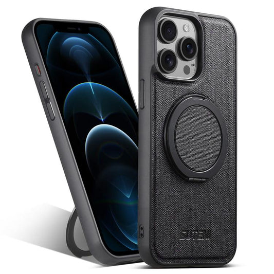 Suteni G3 360 Rotation Holder MagSafe Denim Leather Back Phone Case, For iPhone 12 Pro Max, For iPhone 12 Pro