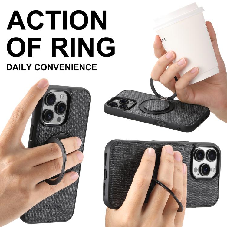 Suteni G3 360 Rotation Holder MagSafe Denim Leather Back Phone Case, For iPhone 12 Pro Max, For iPhone 12 Pro