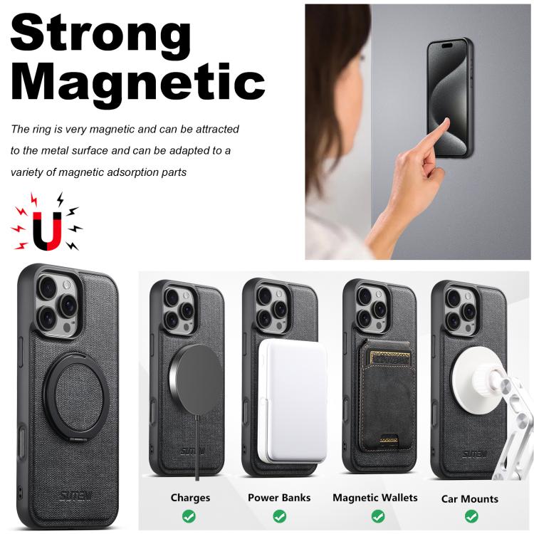 Suteni G3 360 Rotation Holder MagSafe Denim Leather Back Phone Case, For iPhone 12 Pro Max, For iPhone 12 Pro