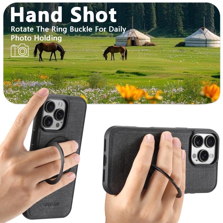 Suteni G3 360 Rotation Holder MagSafe Denim Leather Back Phone Case, For iPhone 12 Pro Max, For iPhone 12 Pro