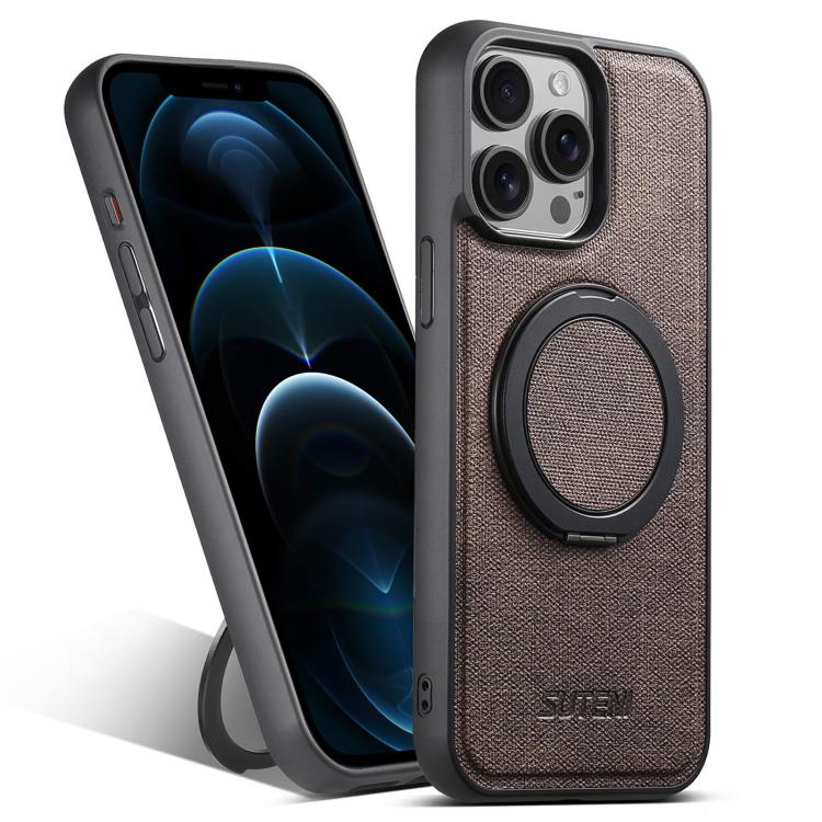 Suteni G3 360 Rotation Holder MagSafe Denim Leather Back Phone Case, For iPhone 12 Pro Max, For iPhone 12 Pro