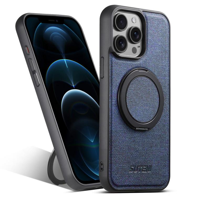 Suteni G3 360 Rotation Holder MagSafe Denim Leather Back Phone Case, For iPhone 12 Pro Max, For iPhone 12 Pro