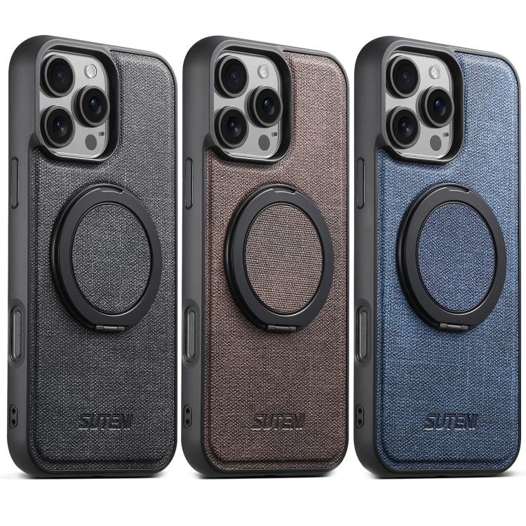 Suteni G3 360 Rotation Holder MagSafe Denim Leather Back Phone Case, For iPhone 12 Pro Max, For iPhone 12 Pro