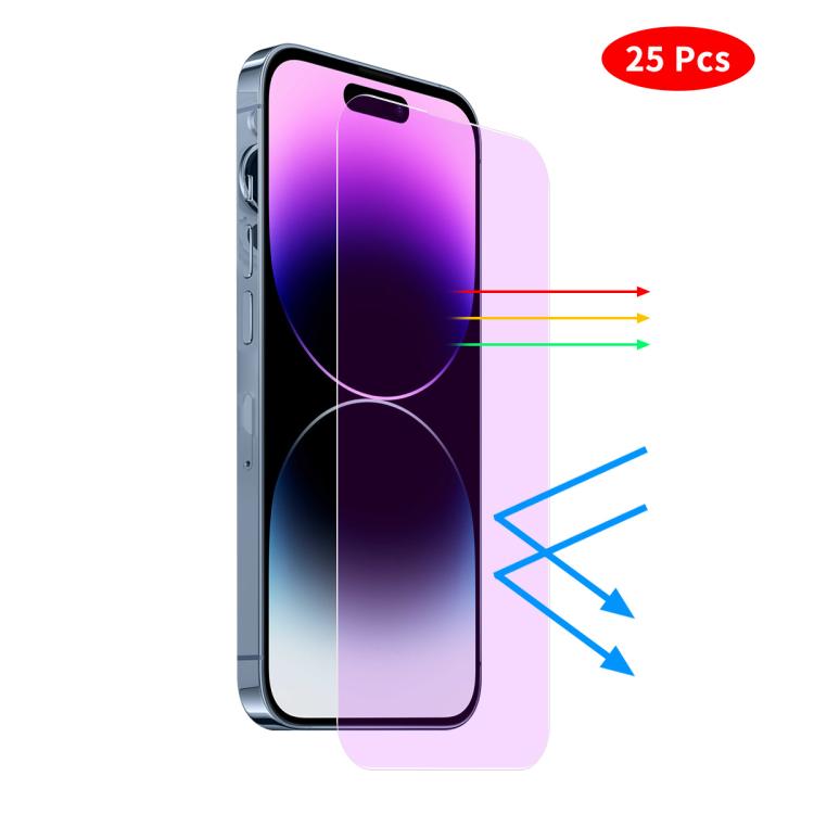 JUNSUNMAY 25pcs Anti-Blue Light Clear Tempered Glass Film, For iPhone 16 Pro Max, For iPhone 16 Pro, For iPhone 16 Plus, For iPhone 16, For iPhone 15 Pro Max, For iPhone 15 Pro, For iPhone 15 Plus, For iPhone 15